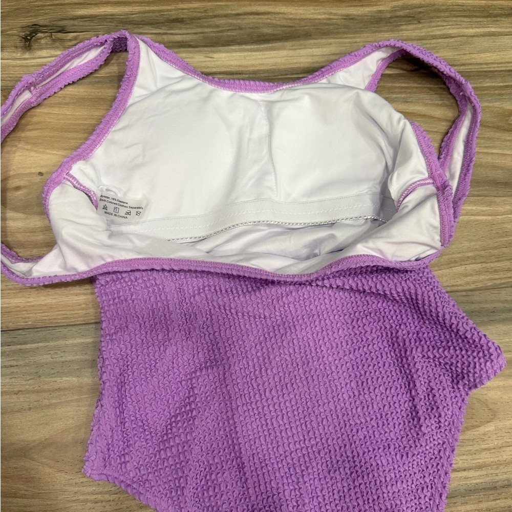 Textured Lavender One-Piece Swimsuit - Picture 3 of 5